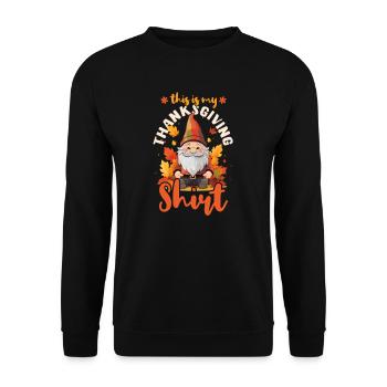Thanksgiving-Zwerg Das ist mein Thanksgiving-Outfit - Unisex Pullover - Schwarz - Vorne - Alina (178cm) & Michal (187cm)