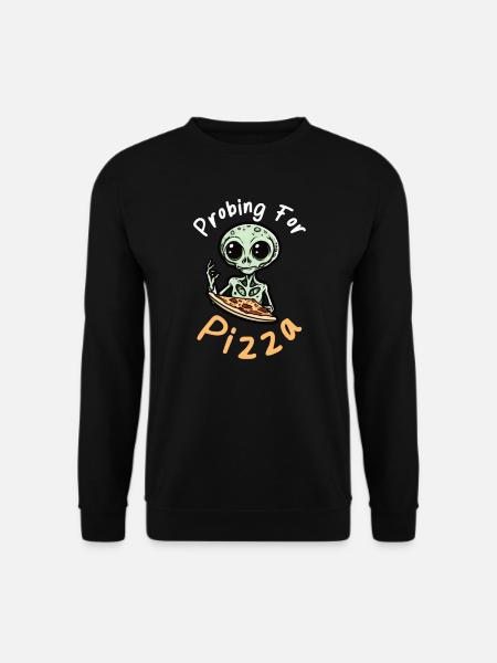 Bortførelse af rumvæsener undersøger pizza - Unisex sweater - sort