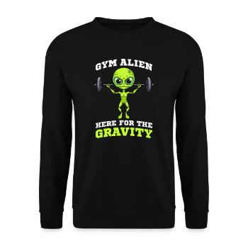 Alien Entführung Gym Alien Hier Für Die Schwerkraft - Unisex Pullover - Schwarz - Vorne - Alina (178cm) & Michal (187cm)
