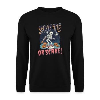 Halloween Eishockey Schlittschuh oder Schrecken! - Unisex Pullover - Schwarz - Vorne - Alina (178cm) & Michal (187cm)