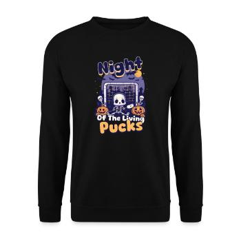 Halloween Ice Hockey Night Of The Living Pucks - Unisex Sweatshirt - black - Front - Alina (178cm) & Michal (187cm)