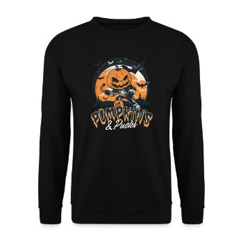 Halloween Ice Hockey Pumpkins & Pucks - Unisex Sweatshirt - black - Front - Alina (178cm) & Michal (187cm)