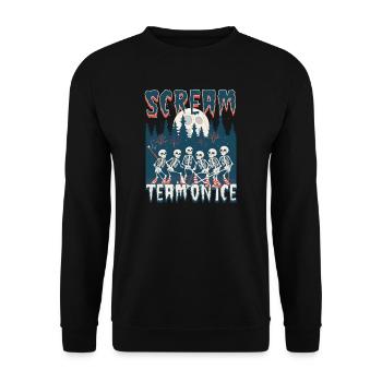 Halloween Ice Hockey Scream Team On Ice - Unisex Sweatshirt - black - Front - Alina (178cm) & Michal (187cm)