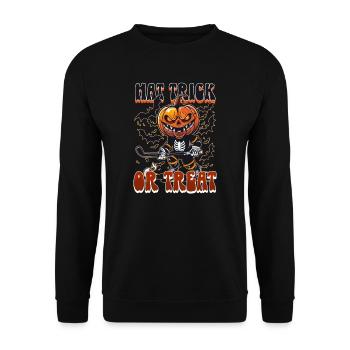 Halloween Ice Hockey Hat Trick Or Treat! - Unisex Sweatshirt - black - Front - Alina (178cm) & Michal (187cm)