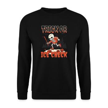 Halloween Ice Hockey Trick Or Ice Check - Unisex Sweatshirt - black - Front - Alina (178cm) & Michal (187cm)