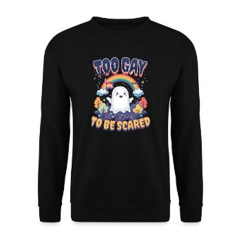 Schwules Halloween Zu schwul, um Angst zu haben - Unisex Pullover - Schwarz - Vorne - Alina (178cm) & Michal (187cm)