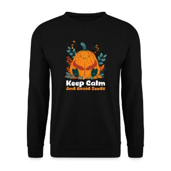 Ne mangez pas de graines de citrouille Gardez votre calme et évitez les graines - Sweat-shirt Unisexe - noir - Devant - Alina (178cm) & Michal (187cm)