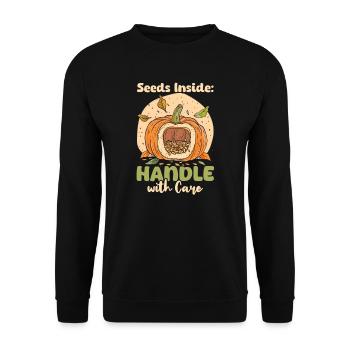 Ne mangez pas de graines de citrouille à l’intérieur avec précaution - Sweat-shirt Unisexe - noir - Devant - Alina (178cm) & Michal (187cm)