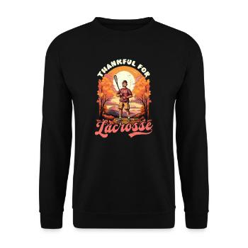 Thanksgiving Lacrosse Dankbar für Lacrosse - Unisex Pullover - Schwarz - Vorne - Alina (178cm) & Michal (187cm)