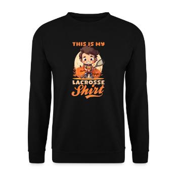 Thanksgiving Lacrosse Das ist mein Lacrosse Outfit - Unisex Pullover - Schwarz - Vorne - Alina (178cm) & Michal (187cm)
