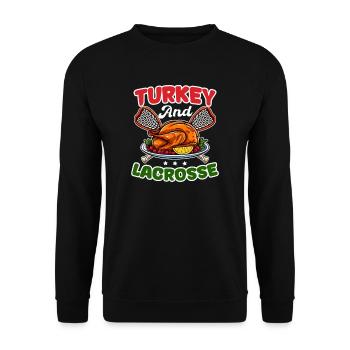 Thanksgiving Lacrosse Türkei Und Lacrosse - Unisex Pullover - Schwarz - Vorne - Alina (178cm) & Michal (187cm)