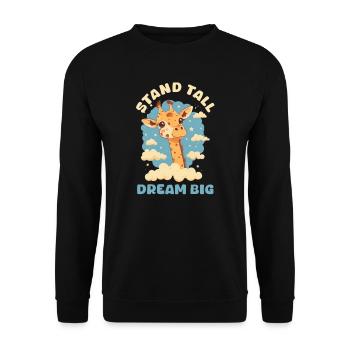 Giraffe steht aufrecht, träumt groß - Unisex Pullover - Schwarz - Vorne - Alina (178cm) & Michal (187cm)
