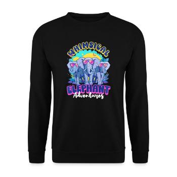 Skurrile Elefantenabenteuer mit Elefanten - Unisex Pullover - Schwarz - Vorne - Alina (178cm) & Michal (187cm)