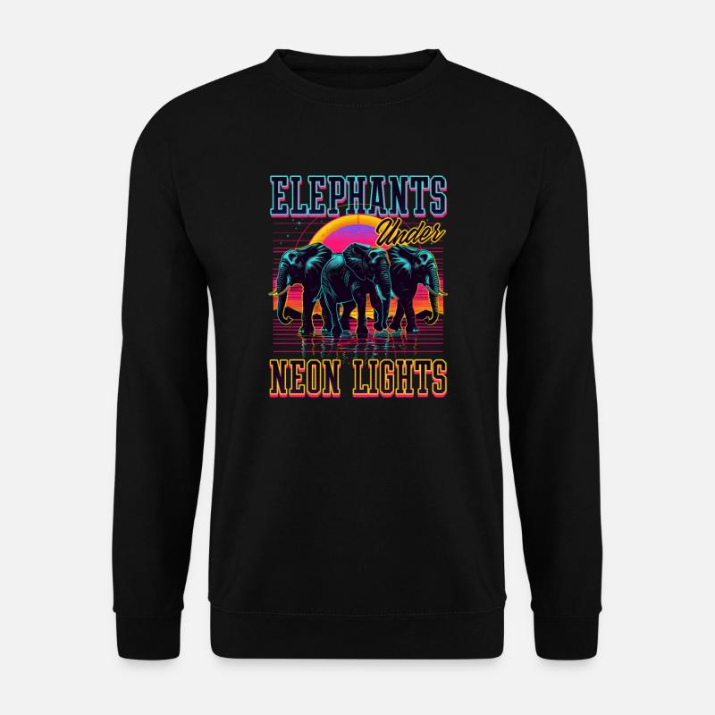 Elephant Elephants Under Neon Lights - Unisex Sweatshirt - black