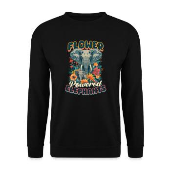 Elefantenblüten Elefanten - Unisex Pullover - Schwarz - Vorne - Alina (178cm) & Michal (187cm)