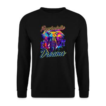 Elefant Psychedelische Elefantenträume - Unisex Pullover - Schwarz - Vorne - Alina (178cm) & Michal (187cm)