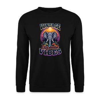 Elefant Vintage Elefant Vibes - Unisex Pullover - Schwarz - Vorne - Alina (178cm) & Michal (187cm)
