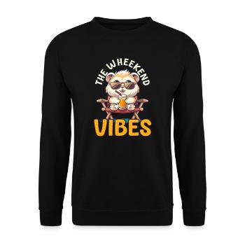 Meerschweinchen Die Wheekend Vibes - Unisex Pullover - Schwarz - Vorne - Alina (178cm) & Michal (187cm)
