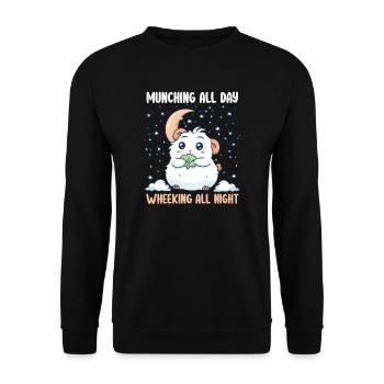 Meerschweinchen, das den ganzen Tag mampft, die ganze Nacht heult - Unisex Pullover - Schwarz - Vorne - Alina (178cm) & Michal (187cm)