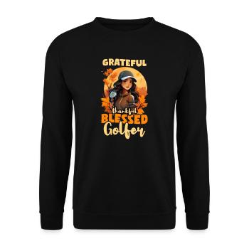 Thanksgiving Golf Thankful Bless Golfer - Unisex Sweatshirt - black - Front - Alina (178cm) & Michal (187cm)
