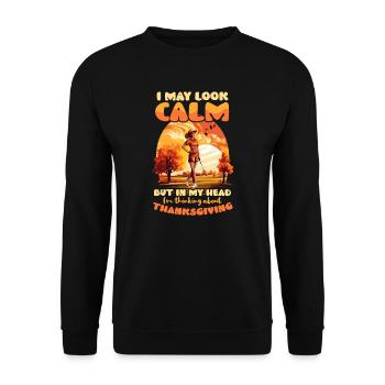 Thanksgiving Golf Look Calm Think Thanksgiving - Unisex Pullover - Schwarz - Vorne - Alina (178cm) & Michal (187cm)