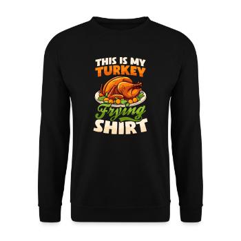 Thanksgiving-Chef, das ist mein Frittieroutfit - Unisex Pullover - Schwarz - Vorne - Alina (178cm) & Michal (187cm)