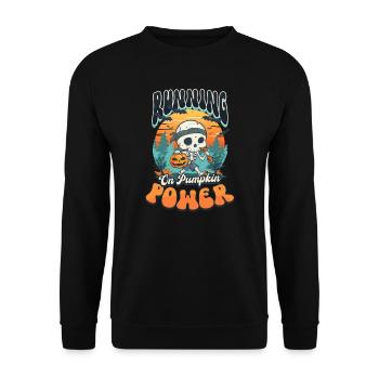 Halloween Runner Running On Pumpkin Power - Unisex Sweatshirt - black - Front - Alina (178cm) & Michal (187cm)