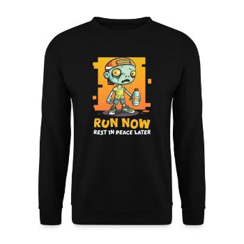 Halloween Runner Run Now, Rest In Peace Later - Unisex Sweatshirt - black - Front - Alina (178cm) & Michal (187cm)