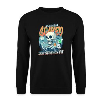 Un coureur d’Halloween court effrayé mais reste en forme - Sweat-shirt Unisexe - noir - Devant - Alina (178cm) & Michal (187cm)