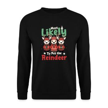Christmas Reindeer Likely To Pet Reindeer - Unisex Sweatshirt - black - Front - Alina (178cm) & Michal (187cm)