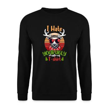 Weihnachtsrentiere hassen dein hässliches Outfit - Unisex Pullover - Schwarz - Vorne - Alina (178cm) & Michal (187cm)