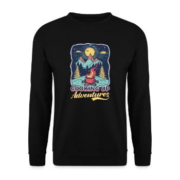 Camp Chef Koch Abenteuer - Unisex Pullover - Schwarz - Vorne - Alina (178cm) & Michal (187cm)