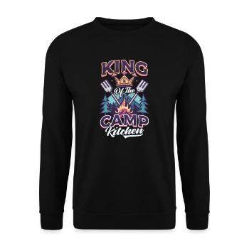 Camp-Chef König der Camp-Küche - Unisex Pullover - Schwarz - Vorne - Alina (178cm) & Michal (187cm)