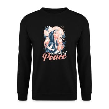 Vierge Marie Notre-Dame de la Paix - Sweat-shirt Unisexe - noir - Devant - Alina (178cm) & Michal (187cm)
