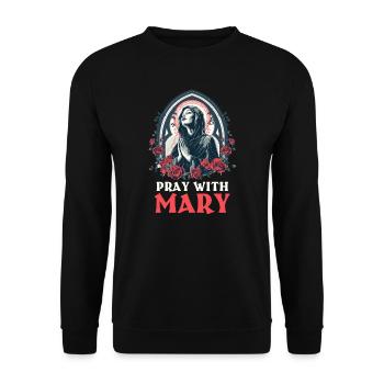 Virgin Mary Pray With Mary - Unisex Sweatshirt - black - Front - Alina (178cm) & Michal (187cm)