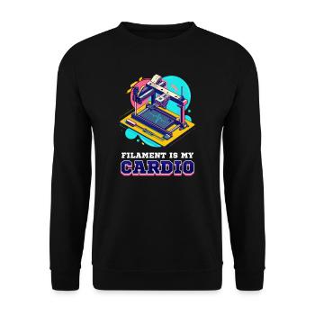 3D-Drucker-Zubehör Filament ist mein Cardio - Unisex Pullover - Schwarz - Vorne - Alina (178cm) & Michal (187cm)