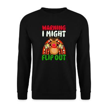 Christmas Cheerleader Warning Flip Out Reindeer - Unisex Sweatshirt - black - Front - Alina (178cm) & Michal (187cm)