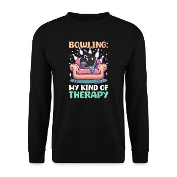 Bowling Bowling: Meine Art von Therapie - Unisex Pullover - Schwarz - Vorne - Alina (178cm) & Michal (187cm)