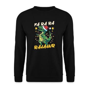 Dinosaurier Weihnachten Fa Ra Ra Raaaawr - Unisex Pullover - Schwarz - Vorne - Alina (178cm) & Michal (187cm)