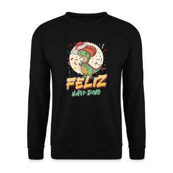 Dinosaure Noël Feliz Navi-Dino - Sweat-shirt Unisexe - noir - Devant - Alina (178cm) & Michal (187cm)