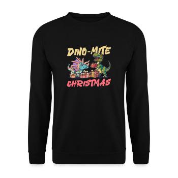 Dinosaure Noël Dino-Mite Noël - Sweat-shirt Unisexe - noir - Devant - Alina (178cm) & Michal (187cm)