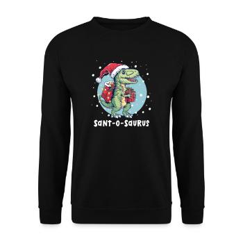 Dinosaur Christmas Sant-O-Saurus - Unisex Sweatshirt - black - Front - Alina (178cm) & Michal (187cm)