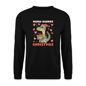 Dinosaurier Weihnachten Mama liebt Weihnachten - Unisex Pullover - Schwarz - Vorne - Alina (178cm) & Michal (187cm)