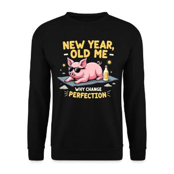 Funny Pig - New Year Design - Unisex Sweatshirt - black - Front - Alina (178cm) & Michal (187cm)