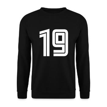Jersey number 19 – 19th anniversary gift - Unisex Sweatshirt - black - Front - Alina (178cm) & Michal (187cm)