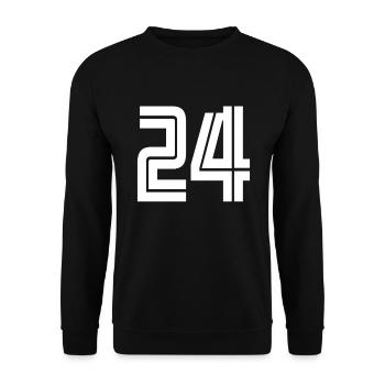 Maillot numéro 24 – Cadeau anniversaire 24 ans - Sweat-shirt Unisexe - noir - Devant - Alina (178cm) & Michal (187cm)
