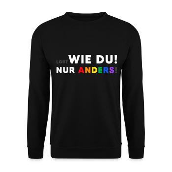 LGBT Regenbogen Mensch LGBTQ+ - Unisex Pullover - Schwarz - Vorne - Alina (178cm) & Michal (187cm)