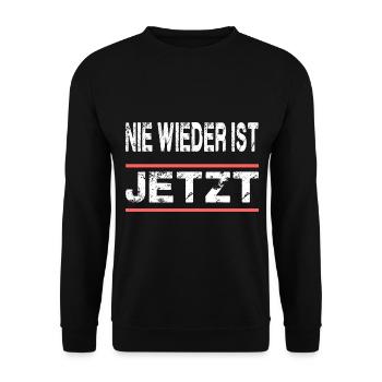 Nie Wieder Ist Jetzt für Männer und Fauen - Unisex Pullover - Schwarz - Vorne - Alina (178cm) & Michal (187cm)