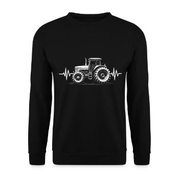 Farmer - Tractor & Heartbeat - Unisex Sweatshirt - black - Front - Alina (178cm) & Michal (187cm)