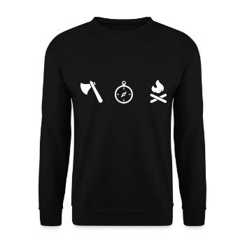Bushcraft Hache Feu de forêt Acier Survie Homme de la forêt - Sweat-shirt Unisexe - noir - Devant - Alina (178cm) & Michal (187cm)